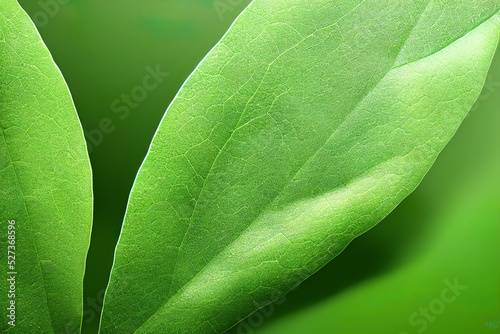 beautiful green leaves, close-up view leaf texture, healthy nature background, 3d render, 3d illustration