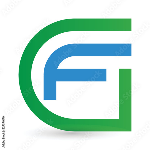 Minimalized Logo Design Made of Green G and Blue F Letters