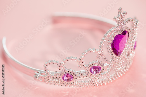 Studio shot of tiara with artificial pink gemstones