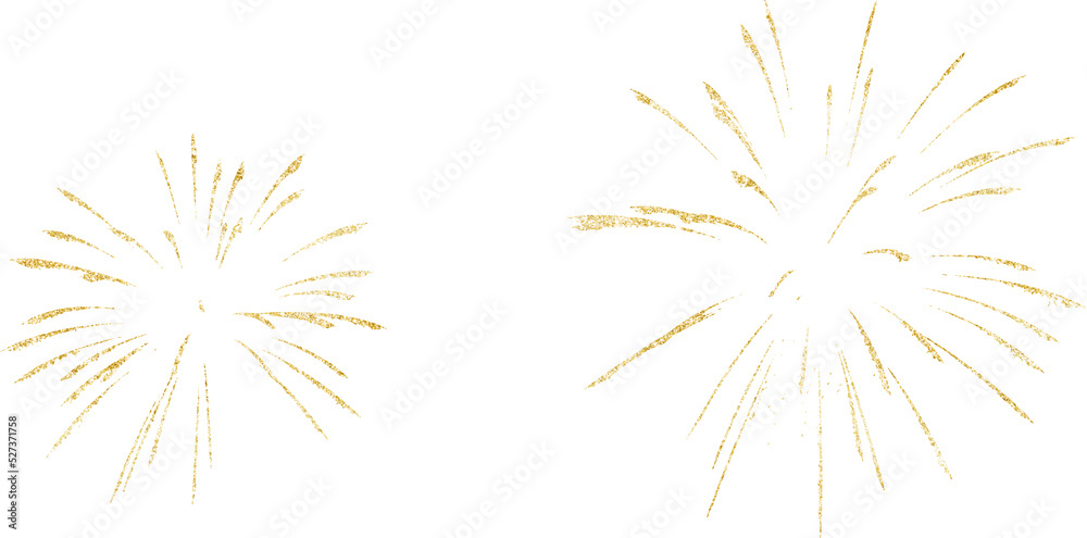 Golden firework texture, thin brush stroke lines. Isolated png illustration, transparent background. Design element for overlay, montage, texture. Happy new year concept. - obrazy, fototapety, plakaty 