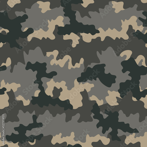 camouflage pattern gray background vector repeat print, texture of clothes, paper, fabric. disguise