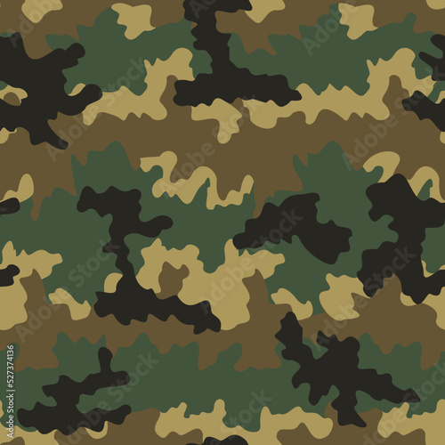 
Military green camouflage vector texture, modern endless pattern for clothing, fabric print.