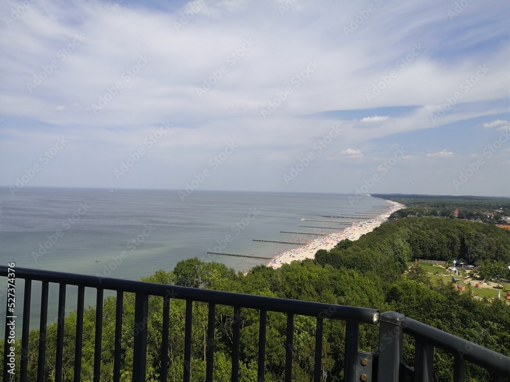 Blick vom Leuchtturm von Nichorze an der Ostsee in Polen Blick vom Leuchtturm von Nichorze an der Ostsee in Polen