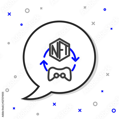 Line NFT Digital crypto art icon isolated on white background. Non fungible token. Colorful outline concept. Vector