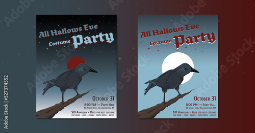 Raven Halloween Party Poster Template | All Hallows' Eve Event Flyer Template