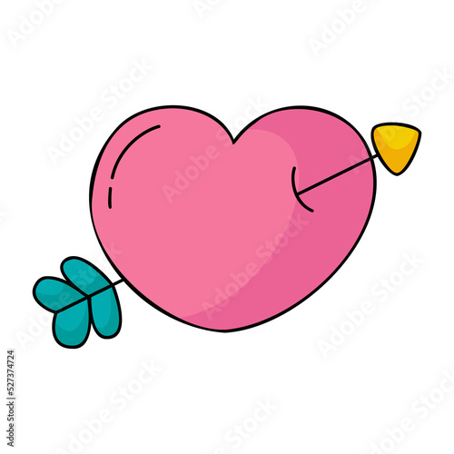 Valentines day heart pierced arrow icon. photo