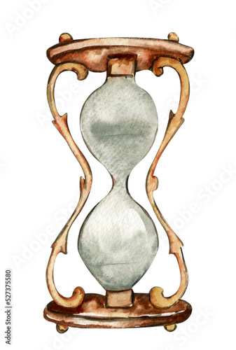 Hand drawn vintage hourglass trimmed with gold