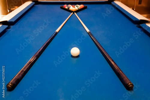 Blue pool table photo