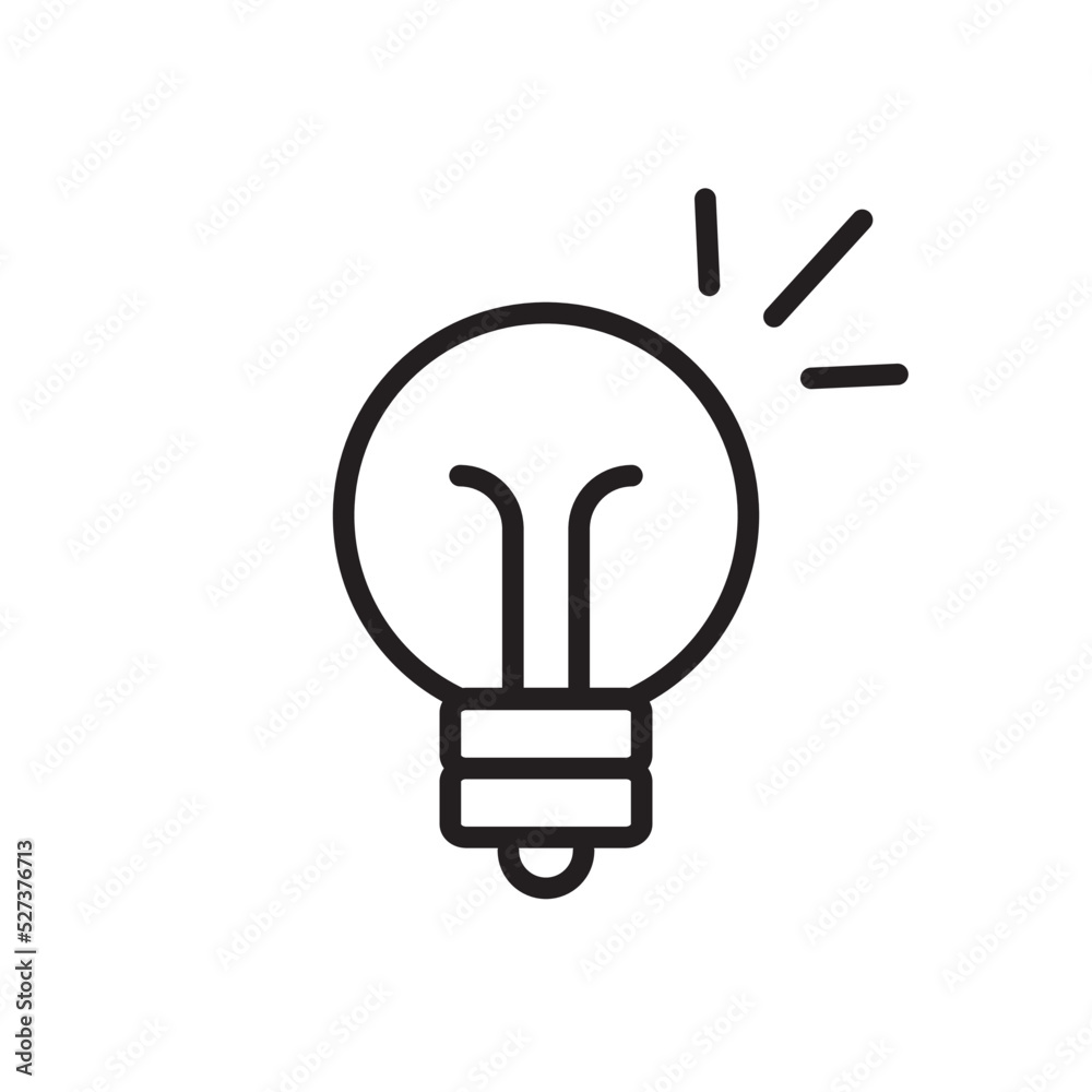 Light bulb icon. Electric lamp linear pictogram. Symbol of idea and creativity. Editable lines. Light bulb icon. Electric lamp linear pictogram. Symbol of idea and creativity. Editable lines.