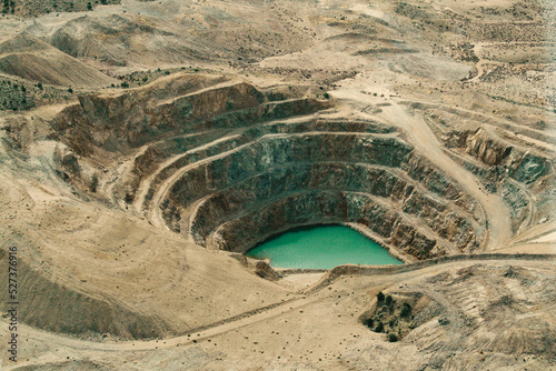 United States, Nevada, Mojave Desert, Copper mining pit photo