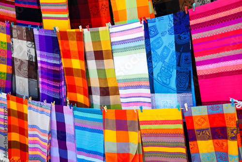 Colorful scarves for sale photo