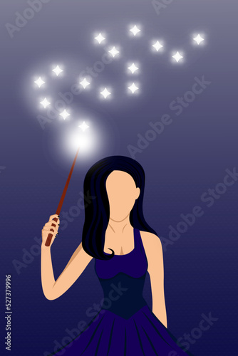 Cute girl with a magic wand