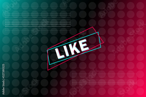 Icon Like for a popular social network tiktok on black- blue - pink  background.
