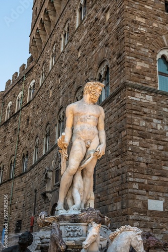 Statue of the fountain of Neptune in Florence (Biancone) photo