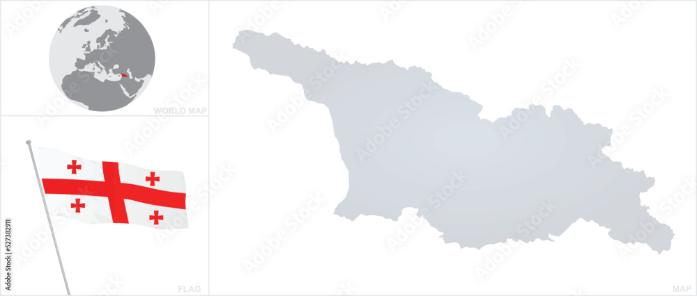 Obraz premium Georgia map and flag. vector