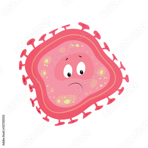 Colorful bacteria and viruses with different emotions. Funny cartoon microbe.
