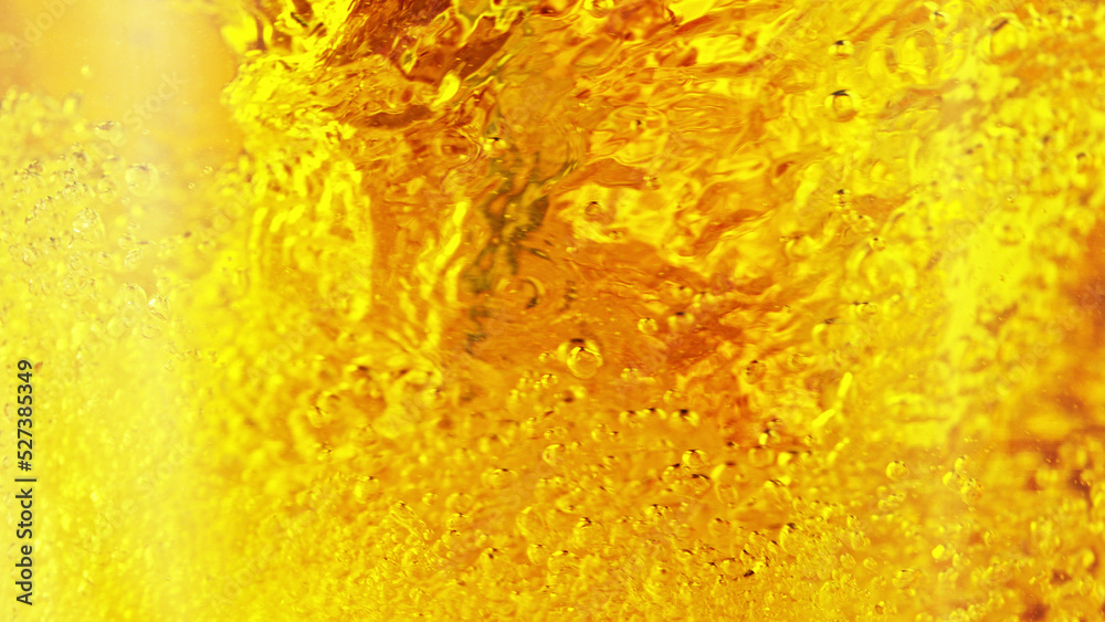 Close up of the beer bubbles.