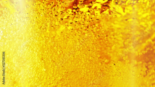 Close up of the beer bubbles.