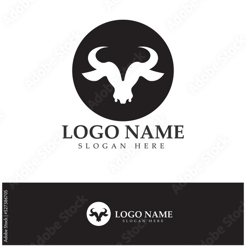 Bull head horn logo and symbol template icons illustration design vector