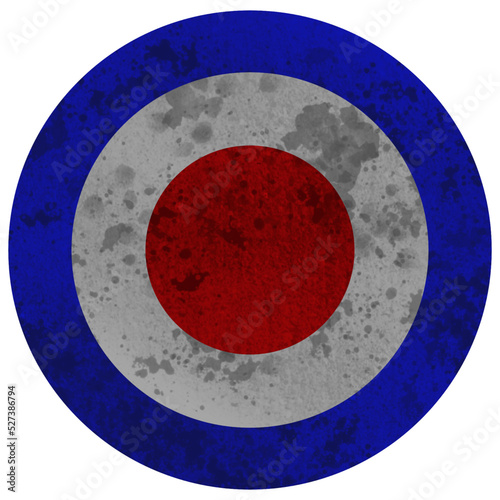 A distressed red white and blue roundel symbol digital vector illustration with transparent background