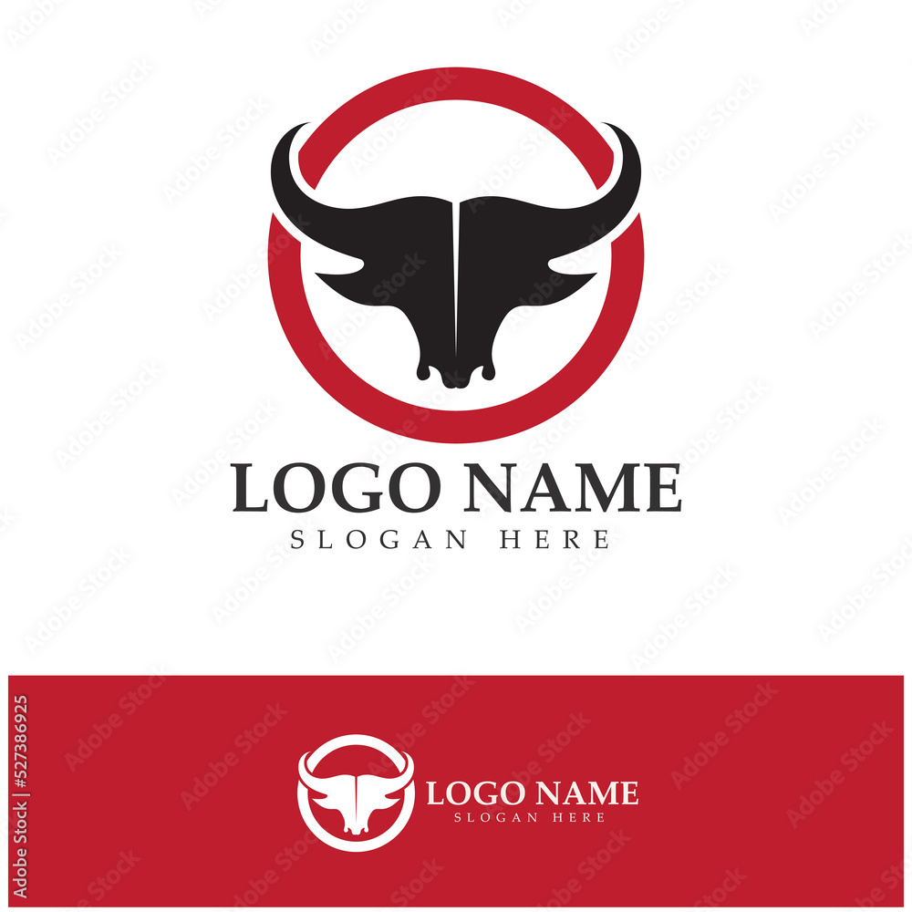 Fototapeta premium Bull head horn logo and symbol template icons illustration design vector