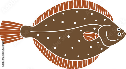 Olive flounder logo. Isolated flounder on white background Fototapet
