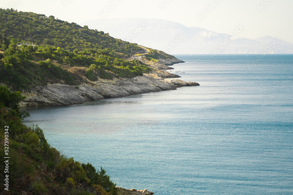 Ionian Sea, with blue and turquoise water. Travel postcard concept beautiful wallpaper meditating picture