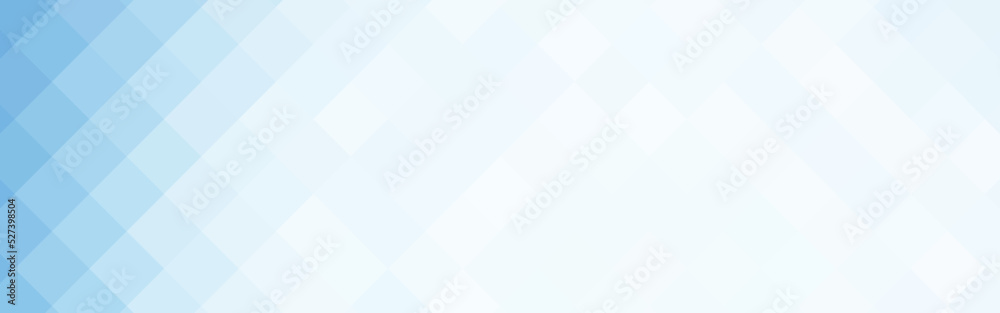 Abstract blue and white gradient diagonal square mosaic banner background. Vector illustration.	