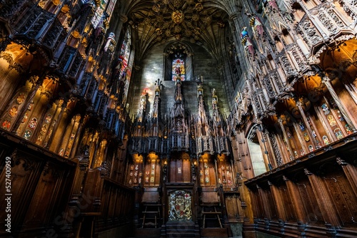 Interior shot of the Thistle Chapel inside St Giles' Cathedral in Edinburgh, Scotland photo
