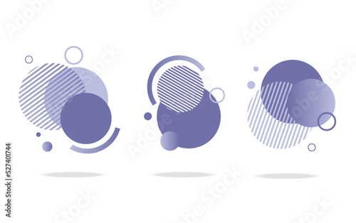 Set of round abstract badges, icons or shapes in trendy very peri color