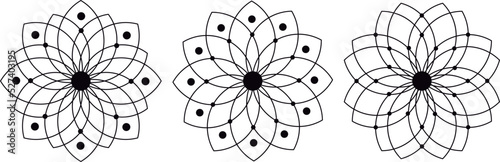 Mandala flowers in black and white