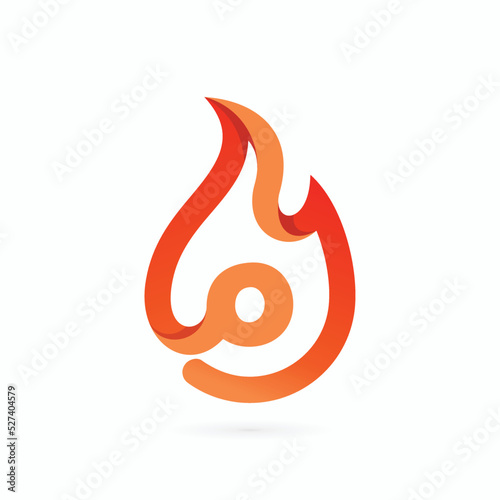 O letter fire logo design illustration