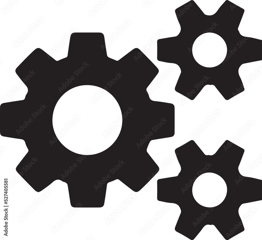 Settings icon. Black gears. Functions symbol Settings icon. Black gears. Functions symbol