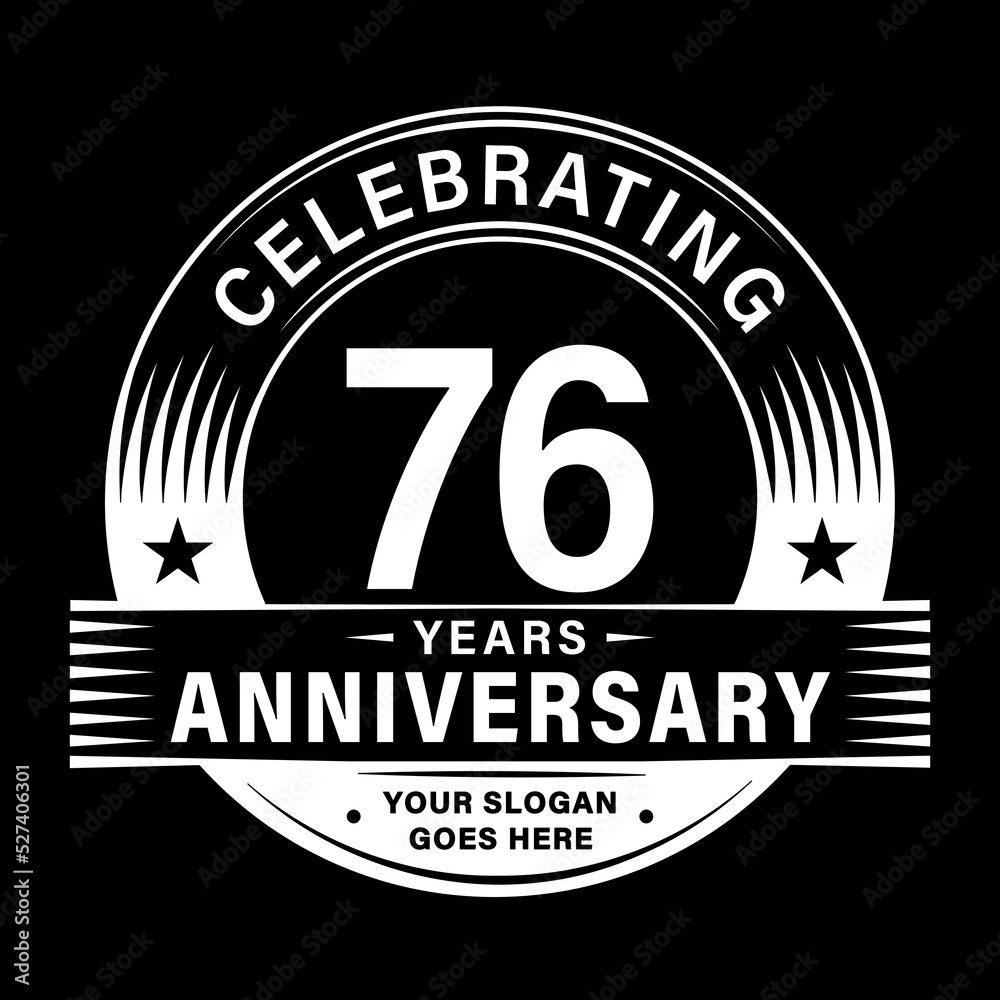 Fototapeta premium 76 years anniversary celebration design template. 76th logo vector illustrations. 