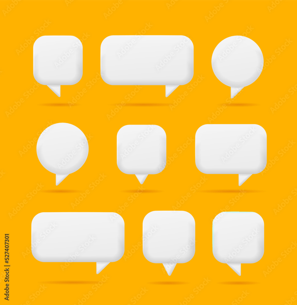 3d Speech Bubble Empty Template Mockup Set Cartoon Style. Vector 3d Speech Bubble Empty Template Mockup Set Cartoon Style. Vector