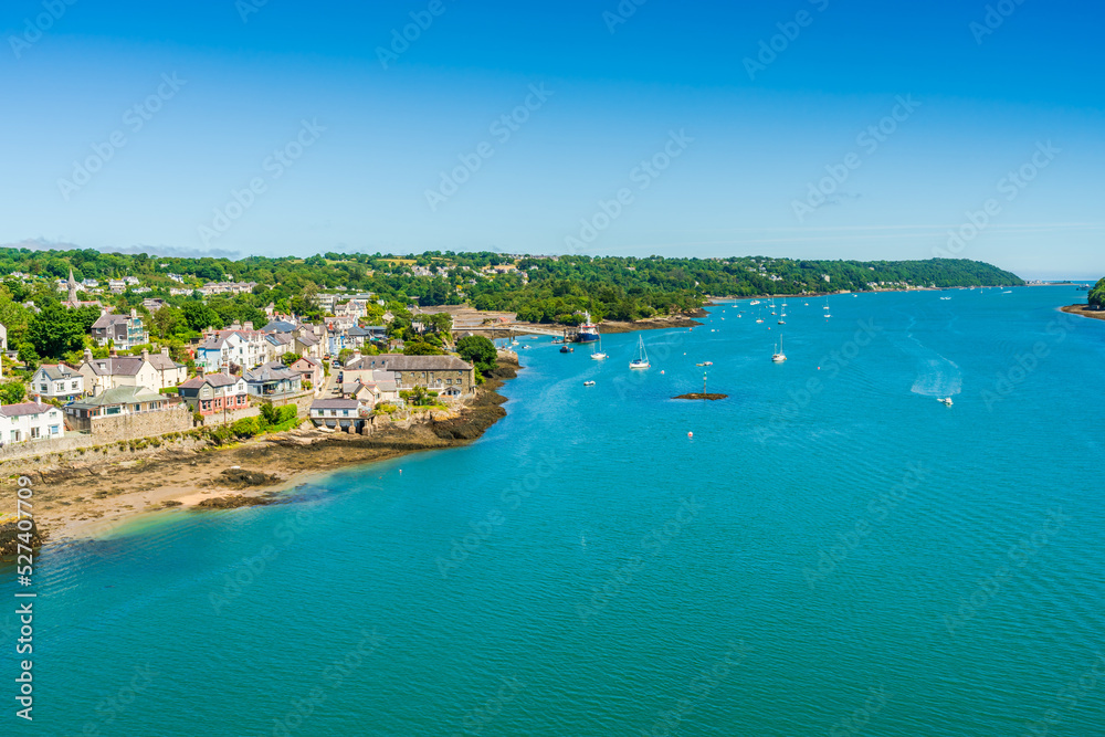 View of the Menai Strait between the island of Anglesey and mainland Wales