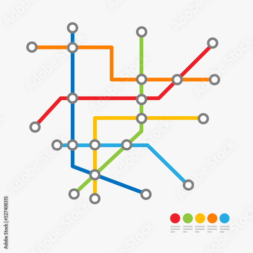 Underground Metro Map or Subway Transportation Scheme. Vector