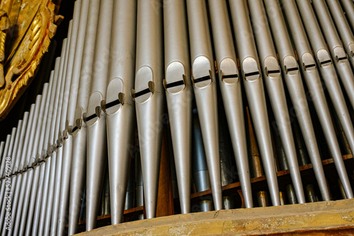organ pipes in a village church, Catholic church, Central Europe, approximately 19th century, not in operation