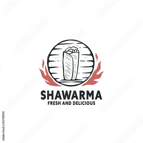 Vintage hand drawn shawarma logo template