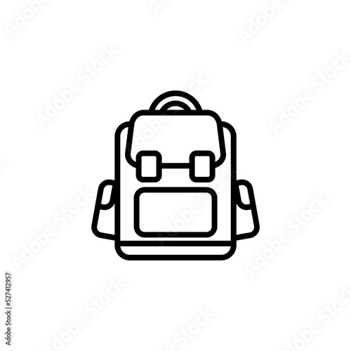 Backpack line icon isolated on white background