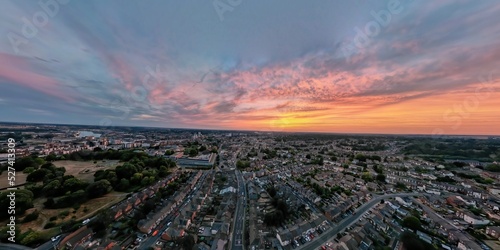 An aerial photo of Ipswich, Suffolk, UK at sunset © Rob