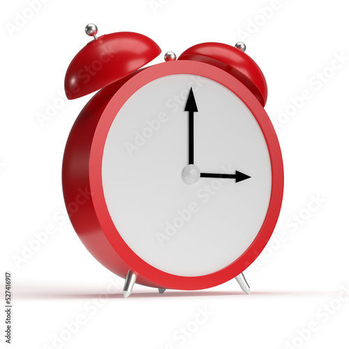 Abstract alarm clock on white background. 3D rendering