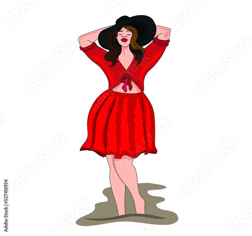 Attractive chubby girl vector illustration