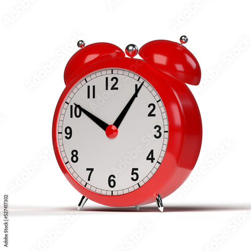 Abstract alarm clock on white background. 3D rendering.