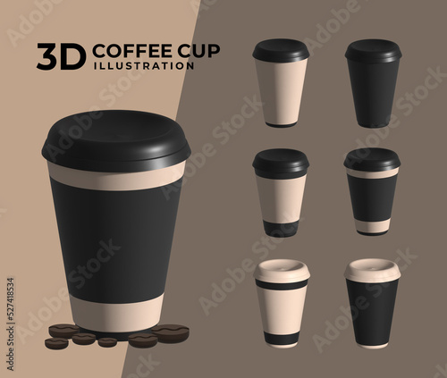 Wallpaper Mural Coffee cup 3d illustration. 3d detailed Illustration with paper cups for hot drinks.  Torontodigital.ca