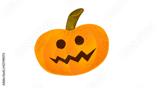 Hand-drawn cool holiday pumpkin. Scary pumpkin with eyes and teeth for Halloween.