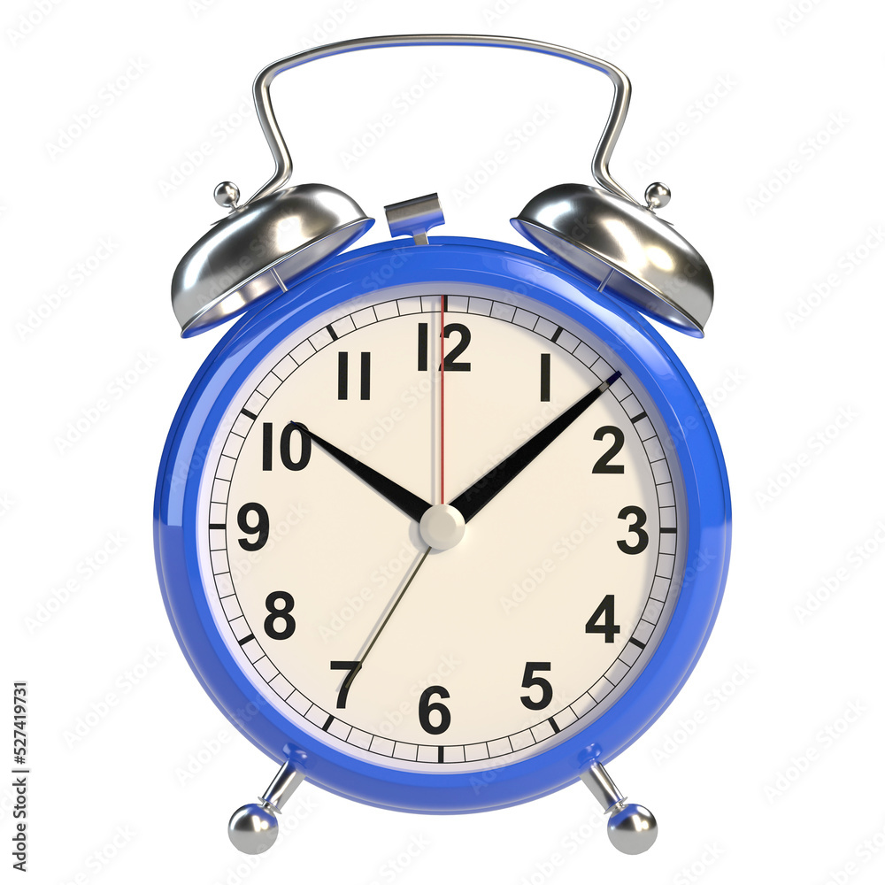 Alarm clock on white background. 3D rendering