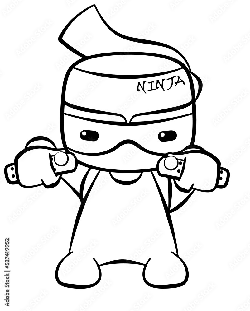 Ninja. Element for coloring page. Cartoon style. Stock Vector | Adobe Stock