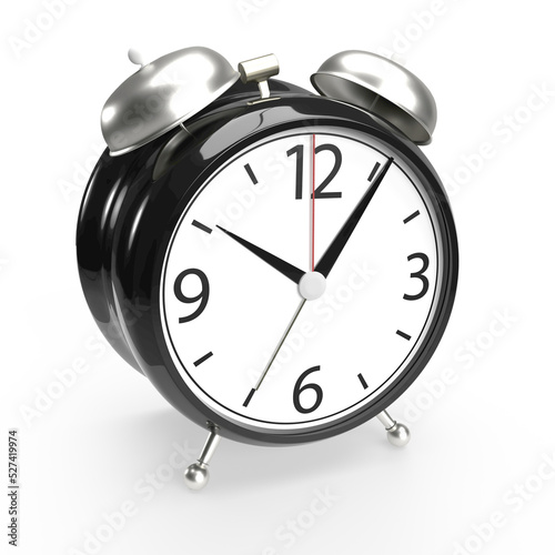 Alarm clock on white background. 3D rendering