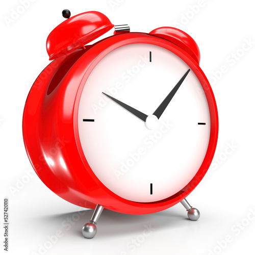 Alarm clock on white background. 3D rendering